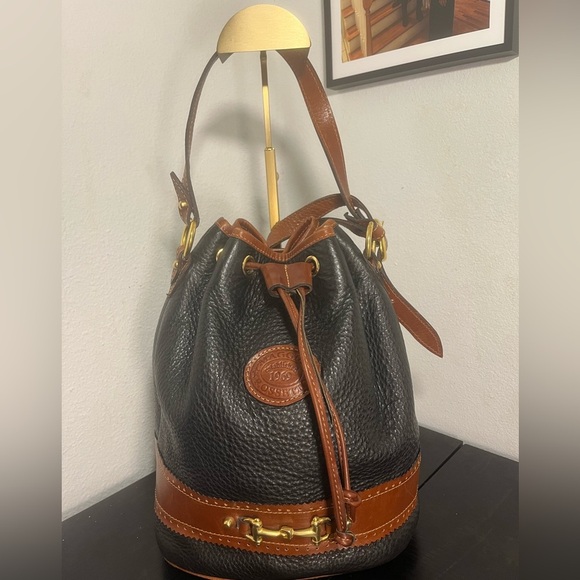 Maggio & Rossetto Navy Blue and Brown Leather Bucket Bag - Picture 1 of 6